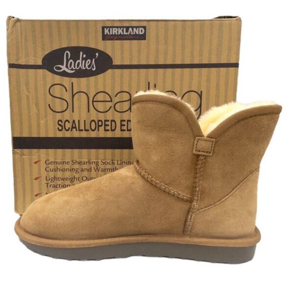 Sheepskin Wool Shearling Lined Short Winter Boots Chestnut Brown Women's Size 7 - Picture 1 of 4